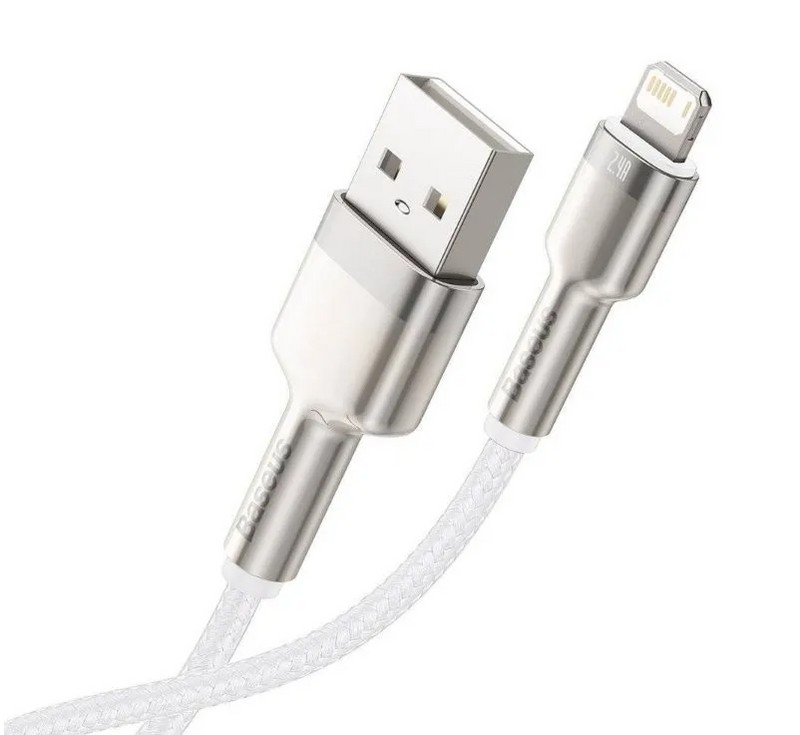 USB дата-кабель Baseus Cafule Series Metal Data Cable for Lightning 2.4A (CALJK-B02) 2.0 м Белый