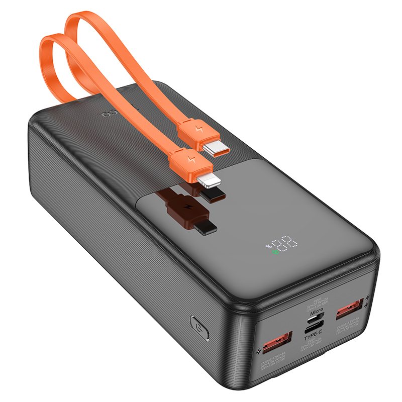 Аккумулятор внешний универсальный Hoco J119B 30000 mAh Sharp charger PD22.5W+QC3.0 power bank (2USB:5V-3A/ Type-C: 5V-3A) Черный