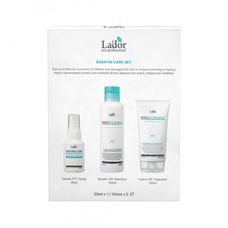 La'dor KERATIN CARE SET Набор: Hydro LPP Treatment, Keratin LPP Shampoo, Before Care Keratin PPT 1x30ml, 2x150 ml