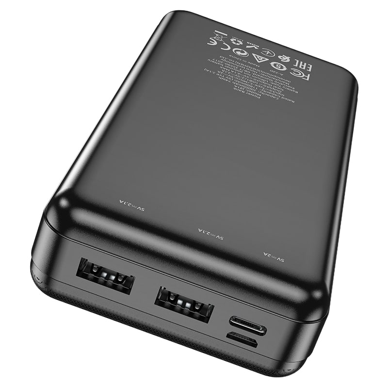 Аккумулятор внешний универсальный Hoco J91A 20000 mAh Strong and Wear-Resistant power bank (2USB:5V-2.1A) Черный