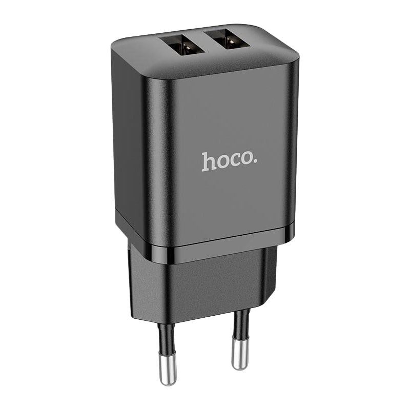 Адаптер питания Hoco N25 Maker dual port fast charger (2USB: 5V max 2.1A) Черный