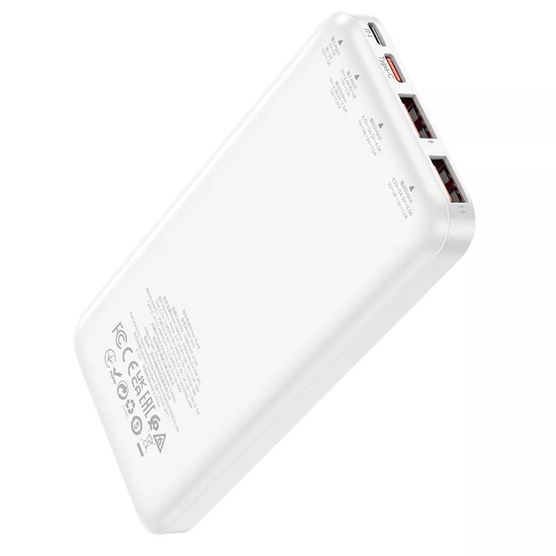 Аккумулятор внешний универсальный Hoco J101 10000 mAh Astute PD22.5W+QC3.0 power bank (2USB:5V-4.5A/ Type-C: 5V-2.4A) Белый