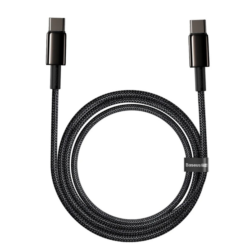 USB дата-кабель Baseus Tungsten Gold Fast Charging cable Type-C to Type-C 100W (20V-5A ) (CATWJ-A01) 2м Черный