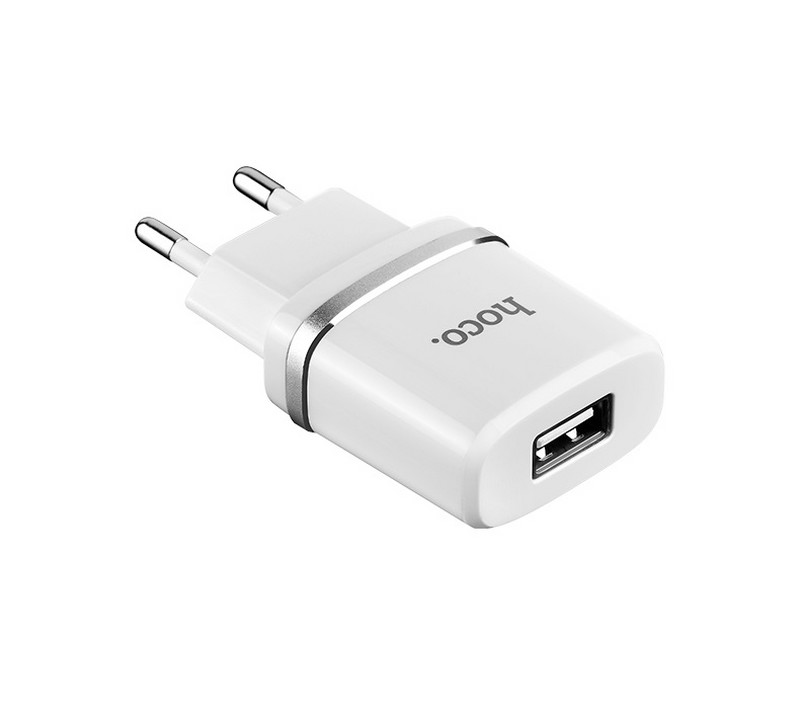 Адаптер питания Hoco C11 Smart single USB charger Apple&Android (USB: 5V max 1.0A) Белый