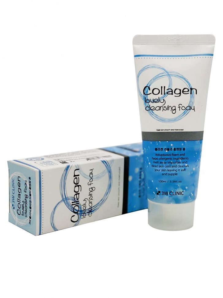 Укрепляющая пенка с коллагеном Collagen Cleansing Foam 3W CLINIC 100 мл