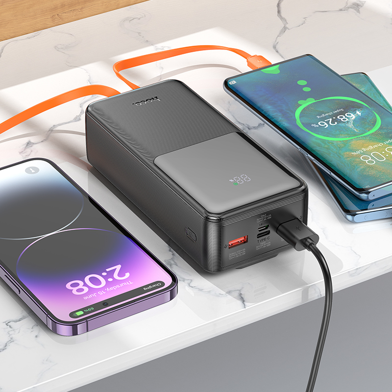 Аккумулятор внешний универсальный Hoco J119B 30000 mAh Sharp charger PD22.5W+QC3.0 power bank (2USB:5V-3A/ Type-C: 5V-3A) Черный