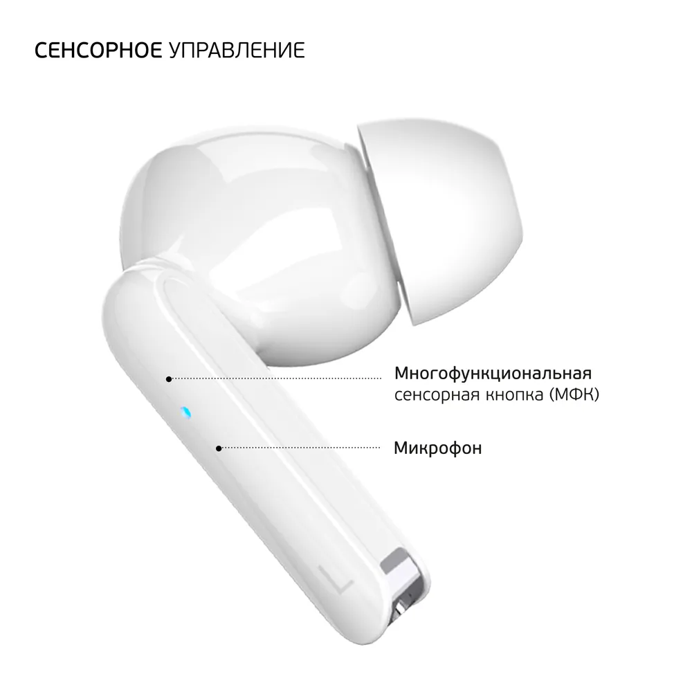 Bluetooth-гарнитура Deppa Air Space TWS BT 5.1 (D-44177) с зарядным устройством 300 мАч Белый