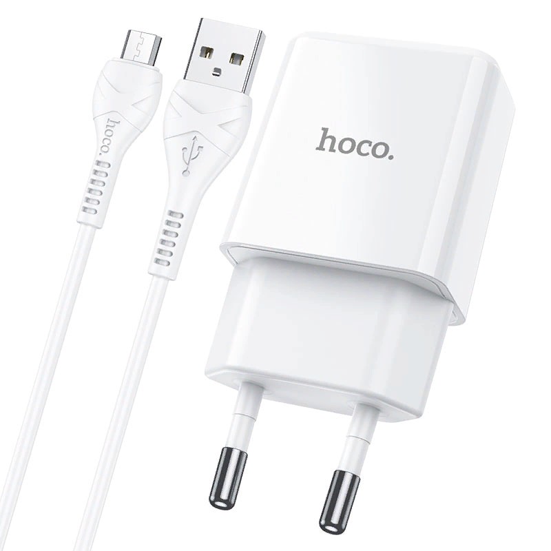 Адаптер питания Hoco N9 Especial single port charger с кабелем MicroUSB (USB: 5V max 2.1A) Белый