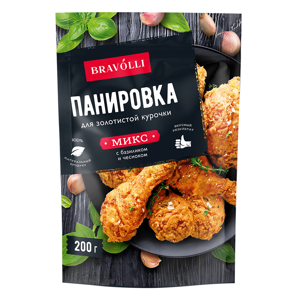 Панировка для золотистой курочки с базиликом и чесноком Bravolli! 200 г