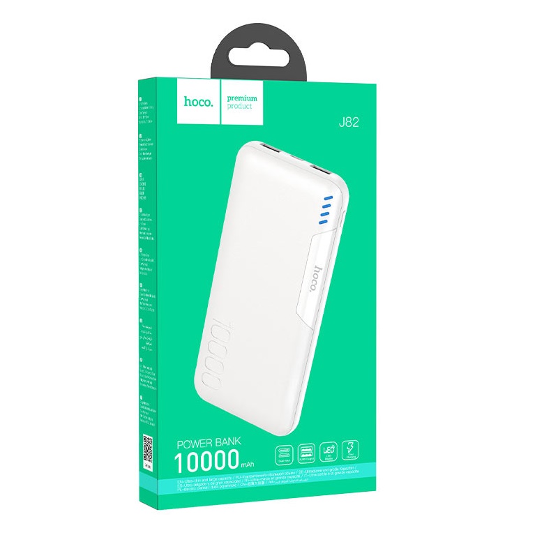 Аккумулятор внешний универсальный Hoco J82-10000 mAh Easylink Power Bank (2USB: 5V/2A) Белый