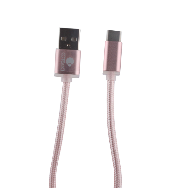 USB дата-кабель COTECi M20 NYLON series Type-C Cable CS2128-0.2M-MRG (0.2m) Розовое-золото