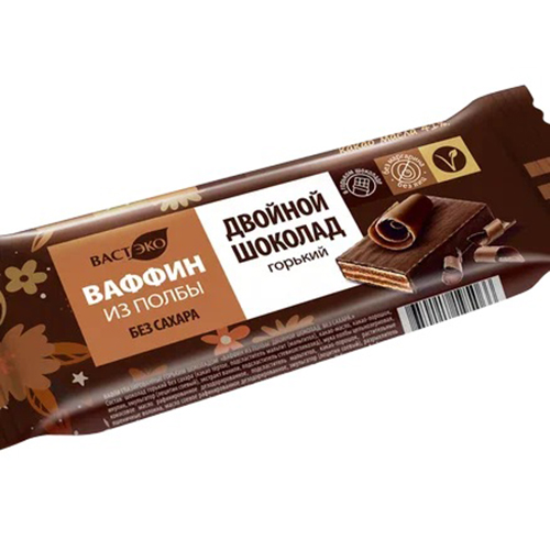 Вафли глазированные "Двойной шоколад", в горьком шоколаде Вастэко 26 г