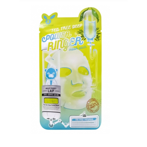 Elizavecca Power Ringer Mask Pack Tea Tree Deep Успокаивающая тканевая маска с чайным деревом