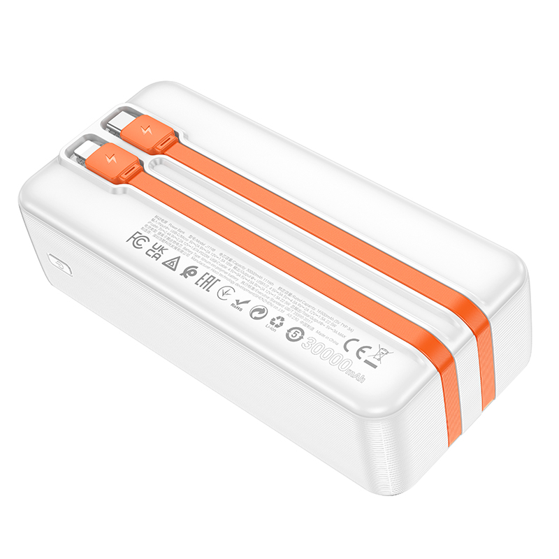 Аккумулятор внешний универсальный Hoco J119B 30000 mAh Sharp charger PD22.5W+QC3.0 power bank (2USB:5V-3A/ Type-C: 5V-3A) Белый