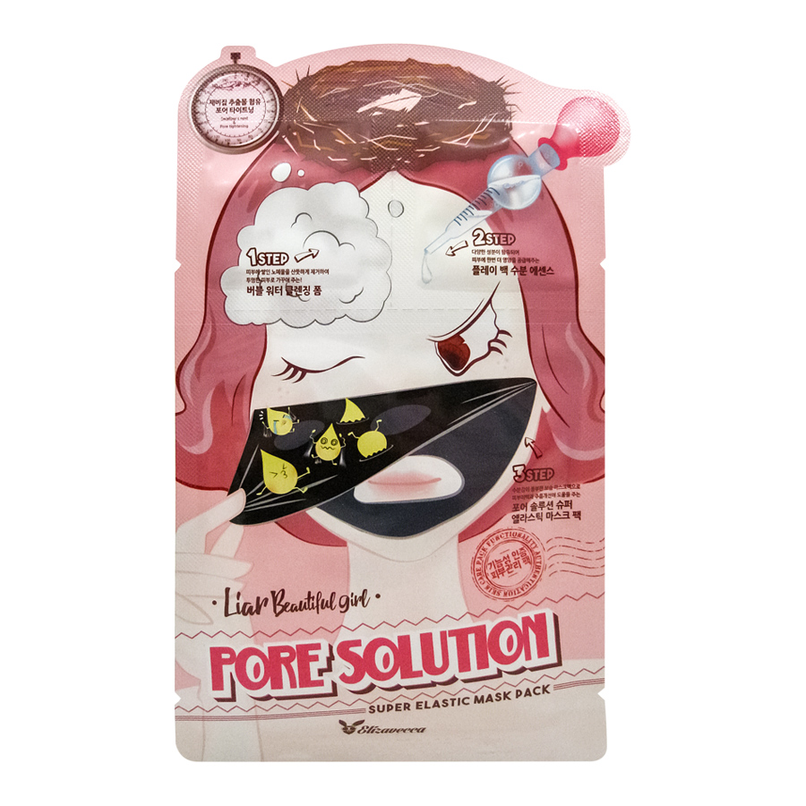 Elizavecca Liar Beautiful Girl Pore Solution Super Elastic Mask Pack Трехступенчатая маска для лица