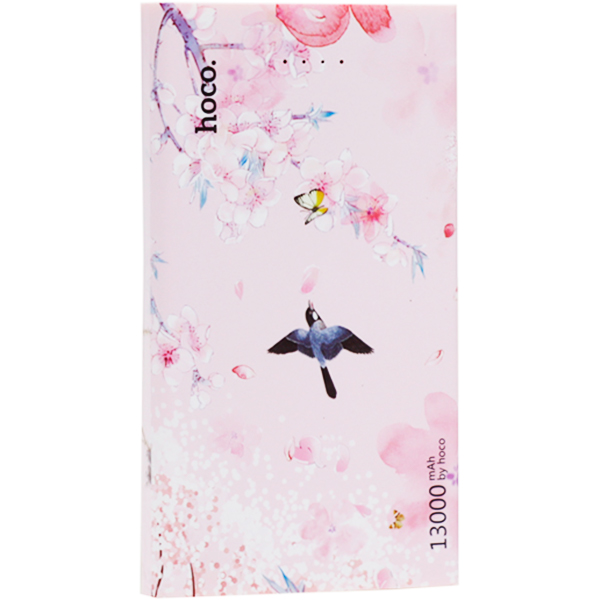 Аккумулятор внешний универсальный Hoco B12E-13000 mAh illustration power bank (2 USB: 5V-2.1A&2.1A) Peach blossom