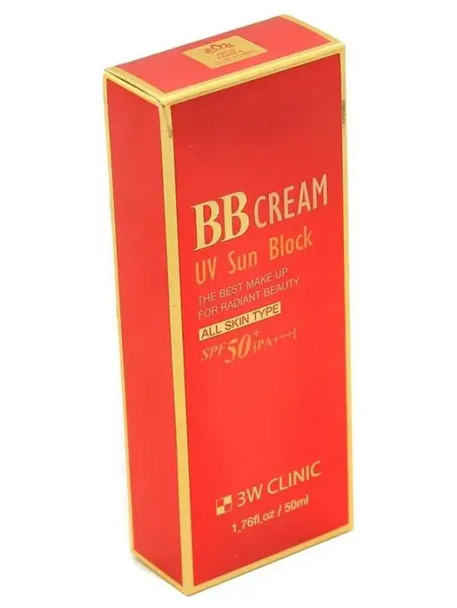 3W CLINIC UV Sun Block BB Cream SPF50+/PA+++ Солнцезащитный ВВ крем