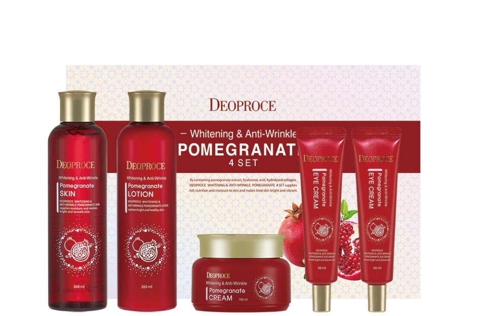 DEOPROCE WHITENING AND ANTI-WRINKLE POMEGRANATE 5 SET Набор: Крем против морщин для кожи вокруг глаз с экстрактом граната, Отбеливающий крем для лица