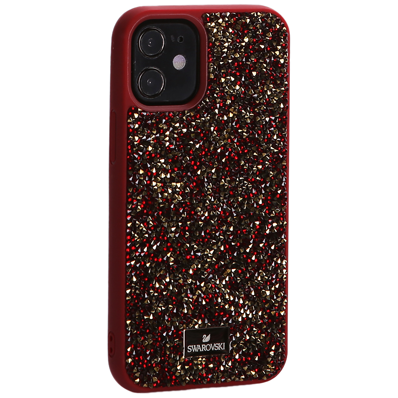 Чехол-накладка силиконовая со стразами SWAROVSKI Crystalline для iPhone 12 mini (5.4") Красный №2