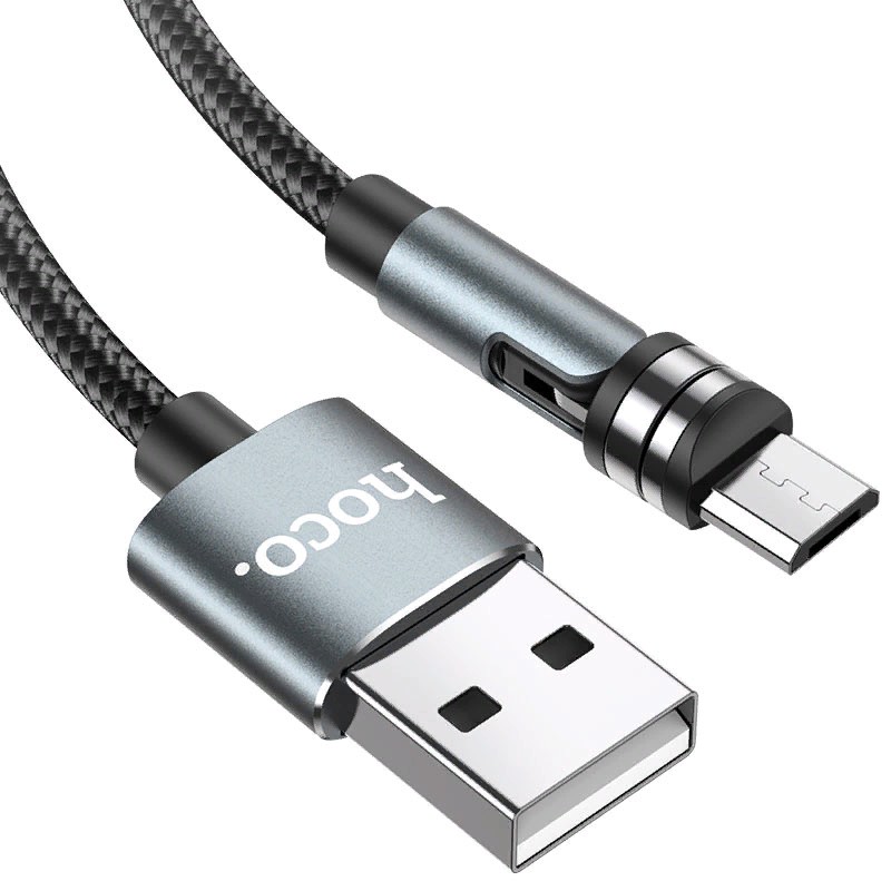 USB дата-кабель Hoco U94 Universal Magnetic + Rotating charging data cable for MicroUSB (1.2м) (2.4A) Черный