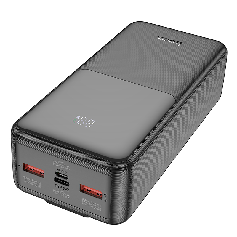 Аккумулятор внешний универсальный Hoco J119B 30000 mAh Sharp charger PD22.5W+QC3.0 power bank (2USB:5V-3A/ Type-C: 5V-3A) Черный