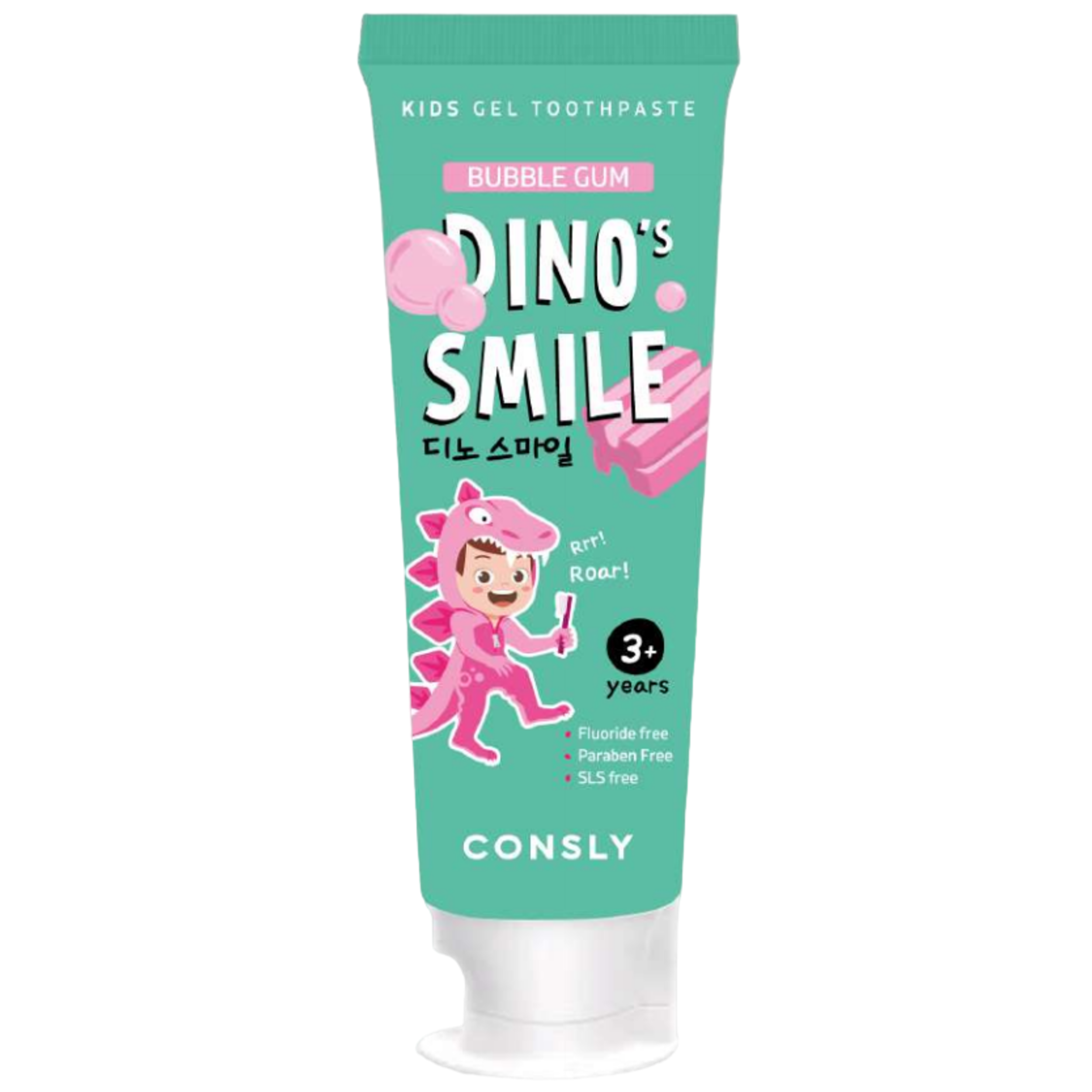 Consly Зубная паста гелевая детская c ксилитом и вкусом жвачки - Dino&#x27;s smile, 60г