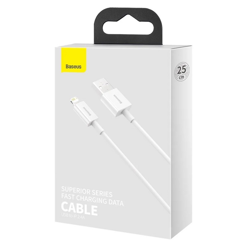 USB дата-кабель Baseus Superior Series Fast Charging Data Cable Lightning 2.4A (CALYS-02) 0.25м Белый