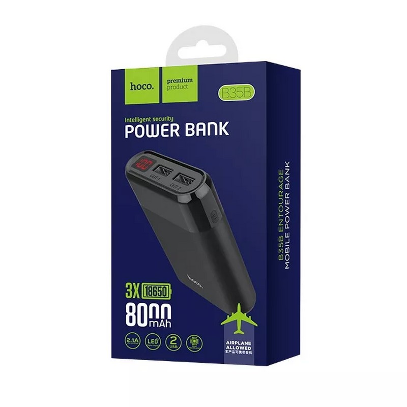 Аккумулятор внешний универсальный Hoco B35B-8000 mAh Entourage mobile Power bank (2USB: 5V-2.1A) Черный