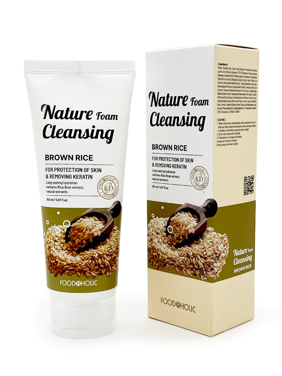 FOODAHOLIC NATURE FOAM CLEANSING #BROWN RICE Увлажняющая пенка для умывания с экстрактом коричневого риса