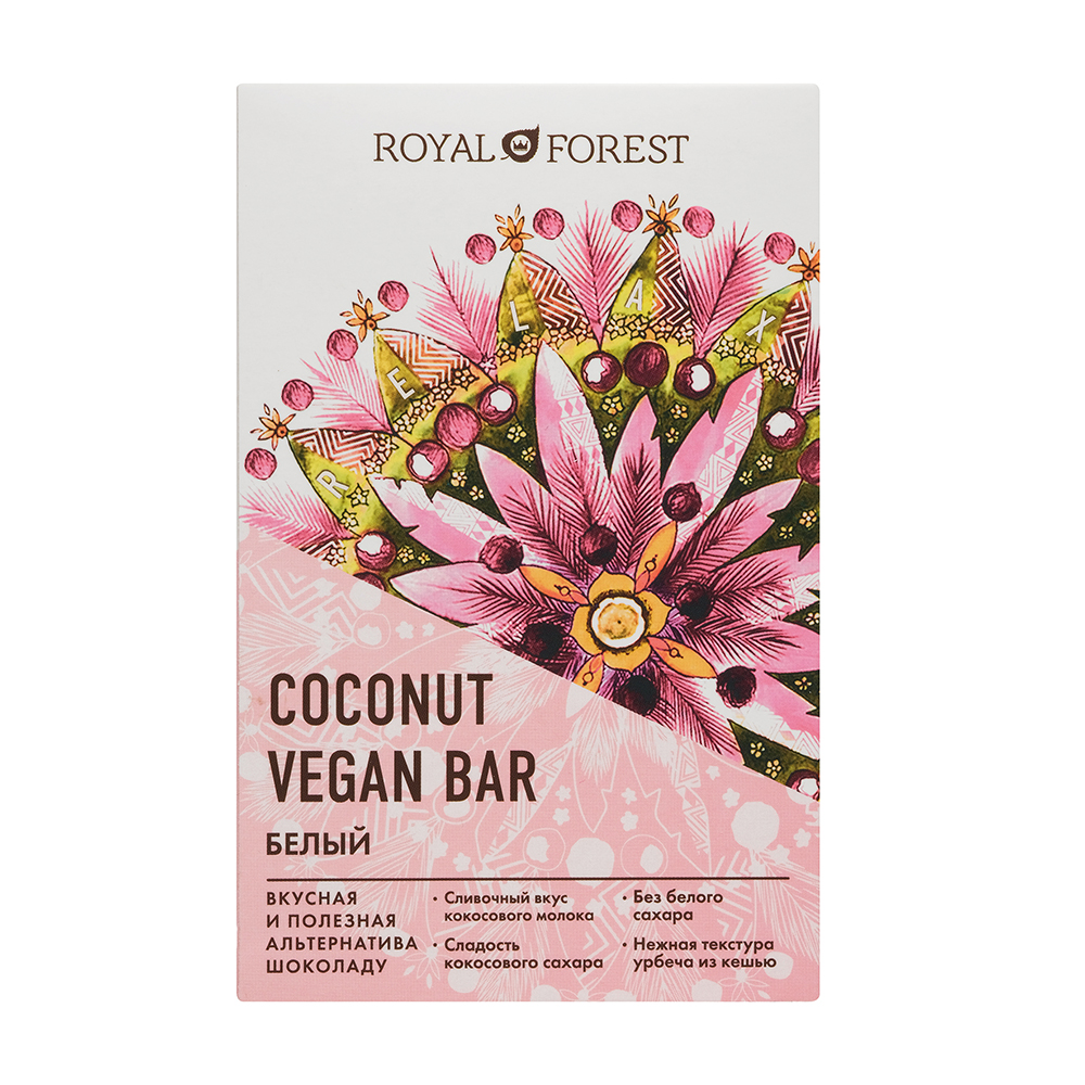 Шоколад белый "Vegan Coconut Bar" Royal Forest 50 г