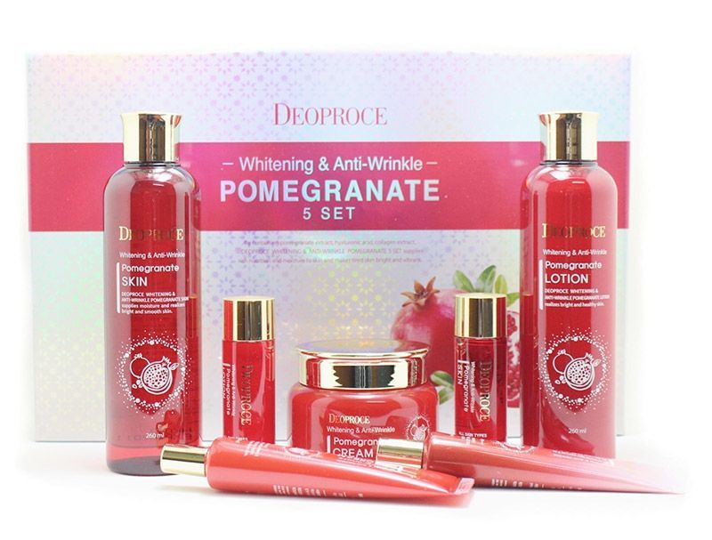 DEOPROCE WHITENING AND ANTI-WRINKLE POMEGRANATE 5 SET Набор: Крем против морщин для кожи вокруг глаз с экстрактом граната, Отбеливающий крем для лица