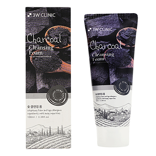 3W CLINIC Charcoal Cleansing Foam Глубокоочищающая пенка для сужения пор