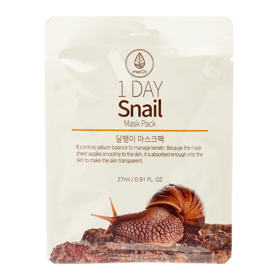 Med B Маска тканевая с экстрактом муцина улитки - 1 Day snail mask pack, 27мл