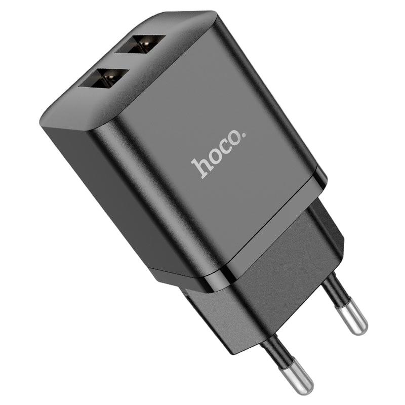 Адаптер питания Hoco N25 Maker dual port fast charger (2USB: 5V max 2.1A) Черный