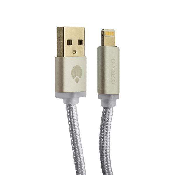 USB дата-кабель COTECi M30 NYLON series Lightning cable с индикатором CS2127-3M-TS (3.0 м) Серебристый