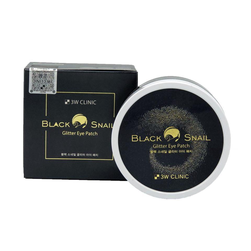 3W CLINIC Black Snail Glitter Eye Patch Гидрогелевые патчи с муцином черной улитки