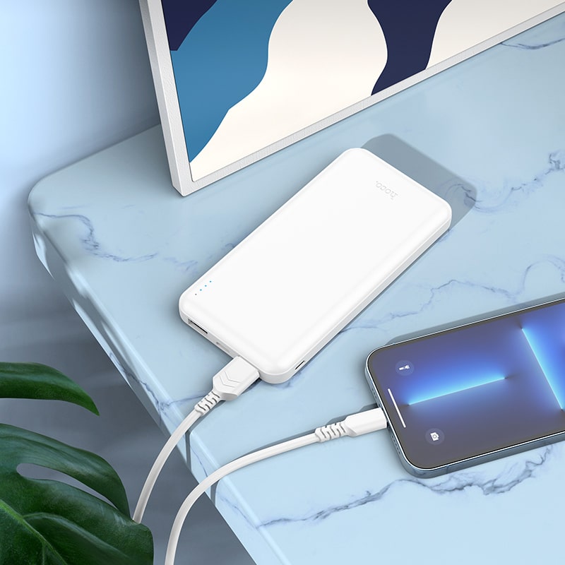 Аккумулятор внешний универсальный Hoco J100 10000 mAh High-ranking power bank (2USB:5V-2.1A) Белый