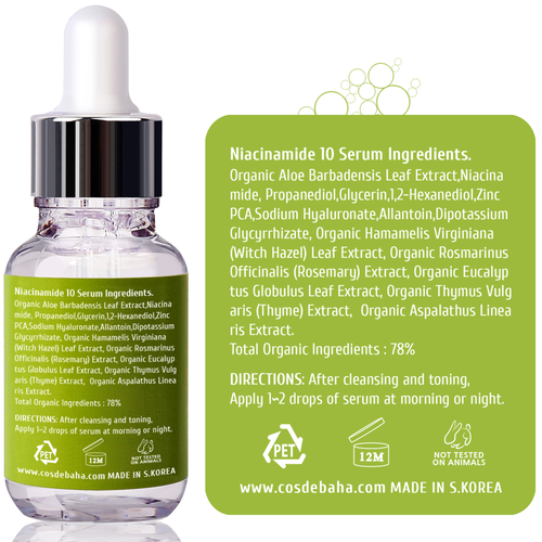 Cos De BAHA Сыворотка противовоспалительная для жирной кожи - Niacinamide 10 serum (N), 30мл