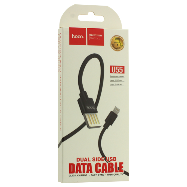 USB дата-кабель Hoco U55 Outstanding charging data cable Lightning (1.2 м) Черный