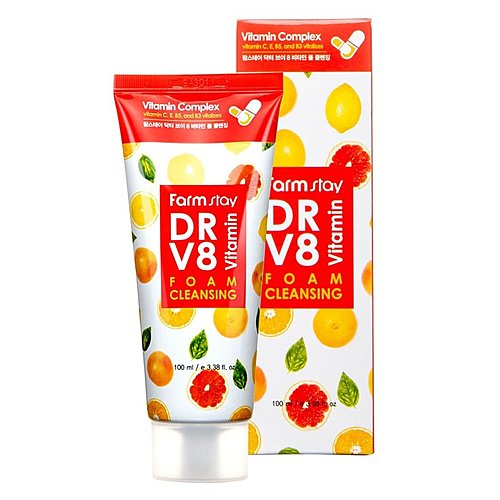 FarmStay DR V8 Vitamin Foam Cleansing Пенка для умывания с витаминным комплексом