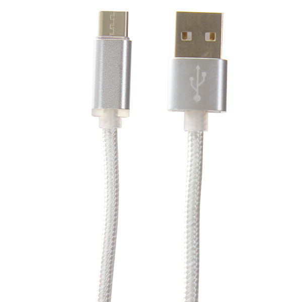 USB дата-кабель COTECi M20 TYPE-C Nylon CS2128-TS (1.2m) Серебристый