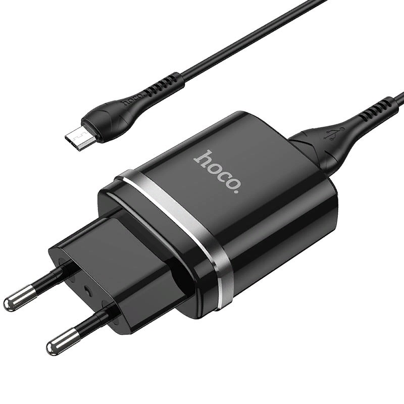 Адаптер питания Hoco N1 Ardent single port charger с кабелем MicroUSB (USB: 5V max 2.4A) Черный