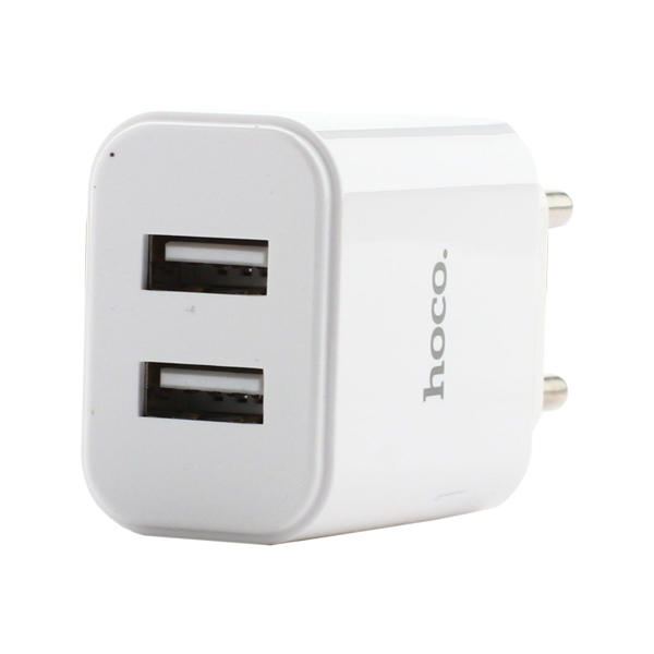 Адаптер питания Hoco C62A Victoria dual port charger (2USB: 5V max 2.1A) Белый