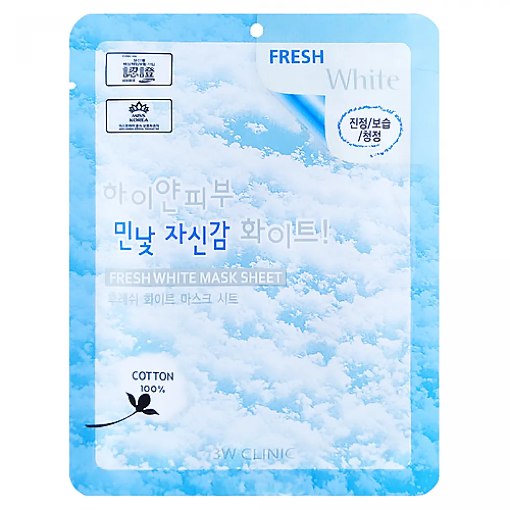 3W Clinic Маска для лица тканевая с ниацинамидом - Fresh white mask sheet, 23г