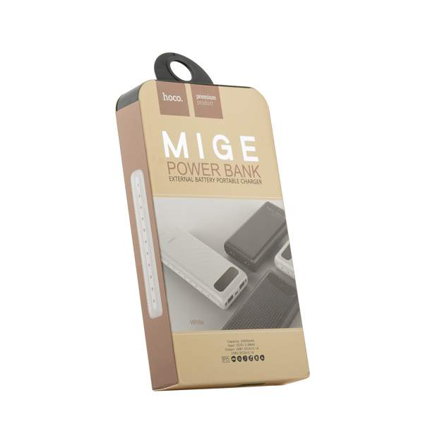 Аккумулятор внешний универсальный Hoco B20A-20000 mAh Mige Power Bank (USB: 5V-2.1A) White Белый