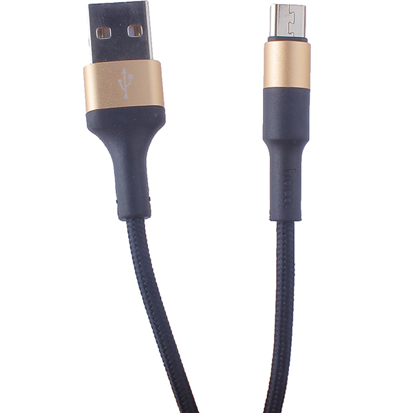 USB дата-кабель Hoco X26 Xpress charging data cable MicroUSB (1.0 м) Black & Gold