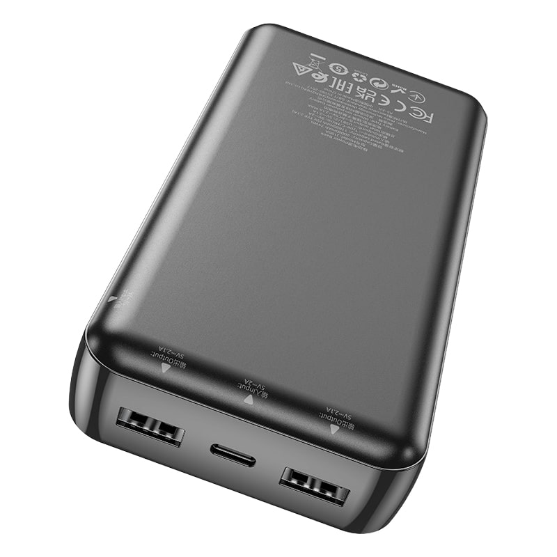 Аккумулятор внешний универсальный Hoco J100A 20000 mAh High-ranking power bank (2USB:5V-2.1A) Черный