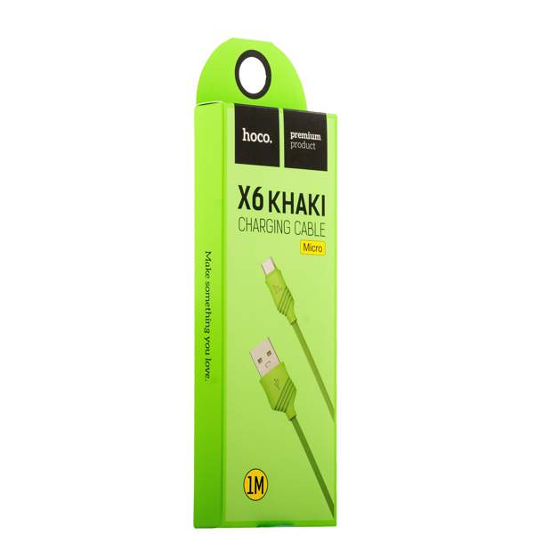 USB дата-кабель Hoco X6 Khaki MicroUSB (1.0 м) Зеленый