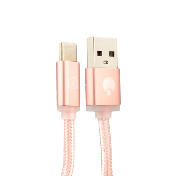 USB дата-кабель COTECi M20 NYLON series Type-C Cable CS2128-MRG (1.2m) Розовое золото