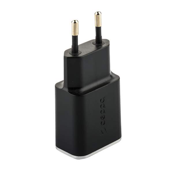 Адаптер питания Deppa Wall charger 2.4А D-11381, дата-кабель microUSB 1.2m (2USB: 5V 2.4A) Черный